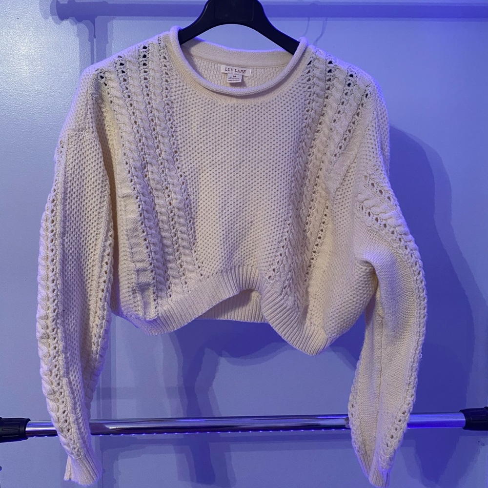cropped crochet sweater